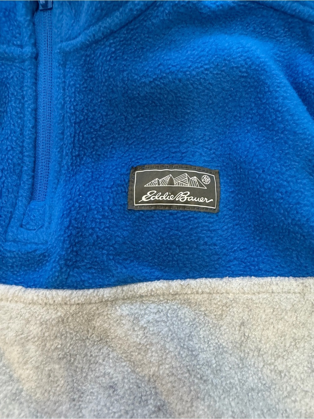 Eddie Bauer Kids M 10/12 Blue Gray Colorblock Quarter Zip Fleece Pullover - Picture 2 of 4